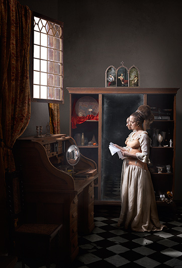 Nicola en el espejo, seg&uacute;n Vermeer